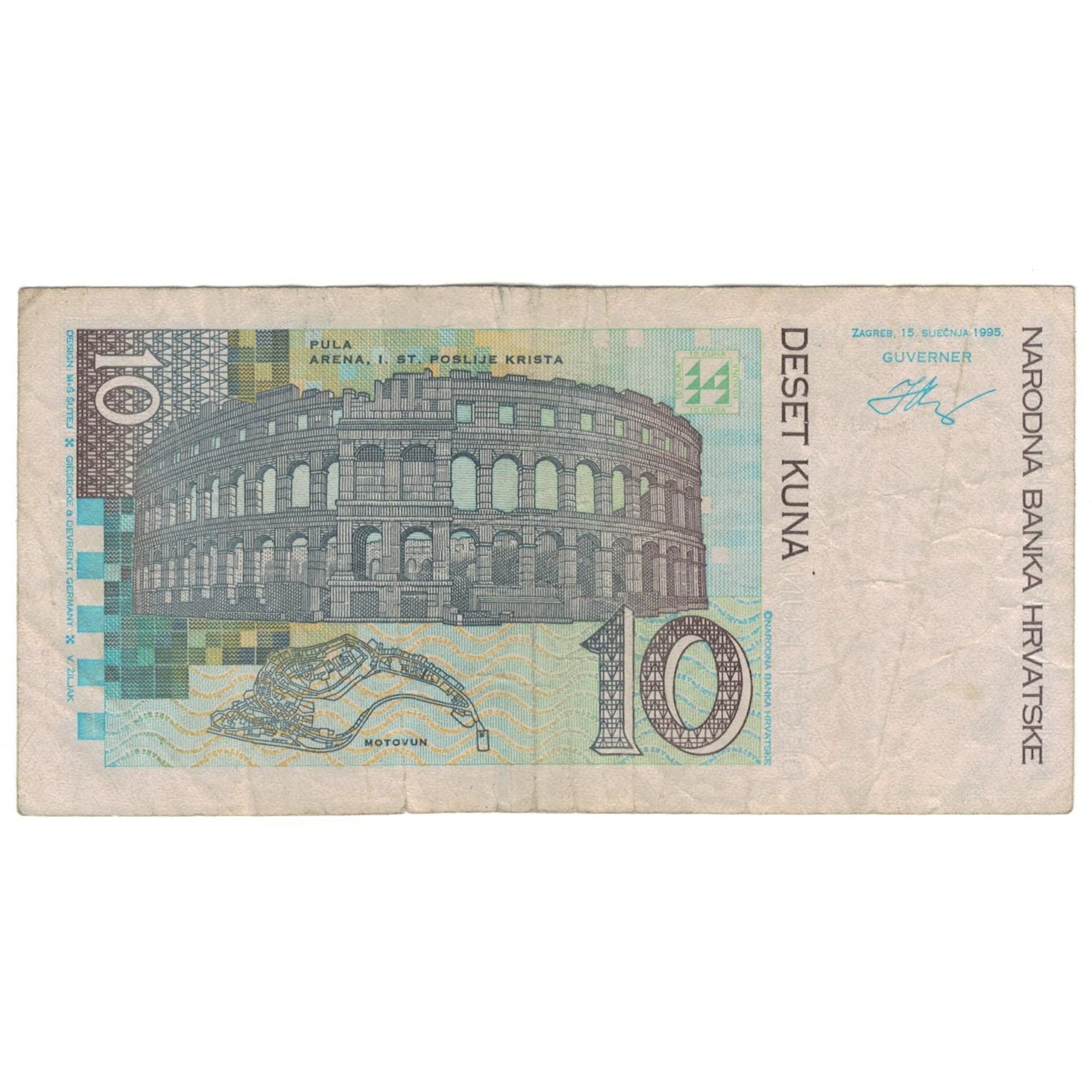 Banknote, Croatia, 10 Kuna, 1995, 1995-01-15, KM:38, VF(20-25)