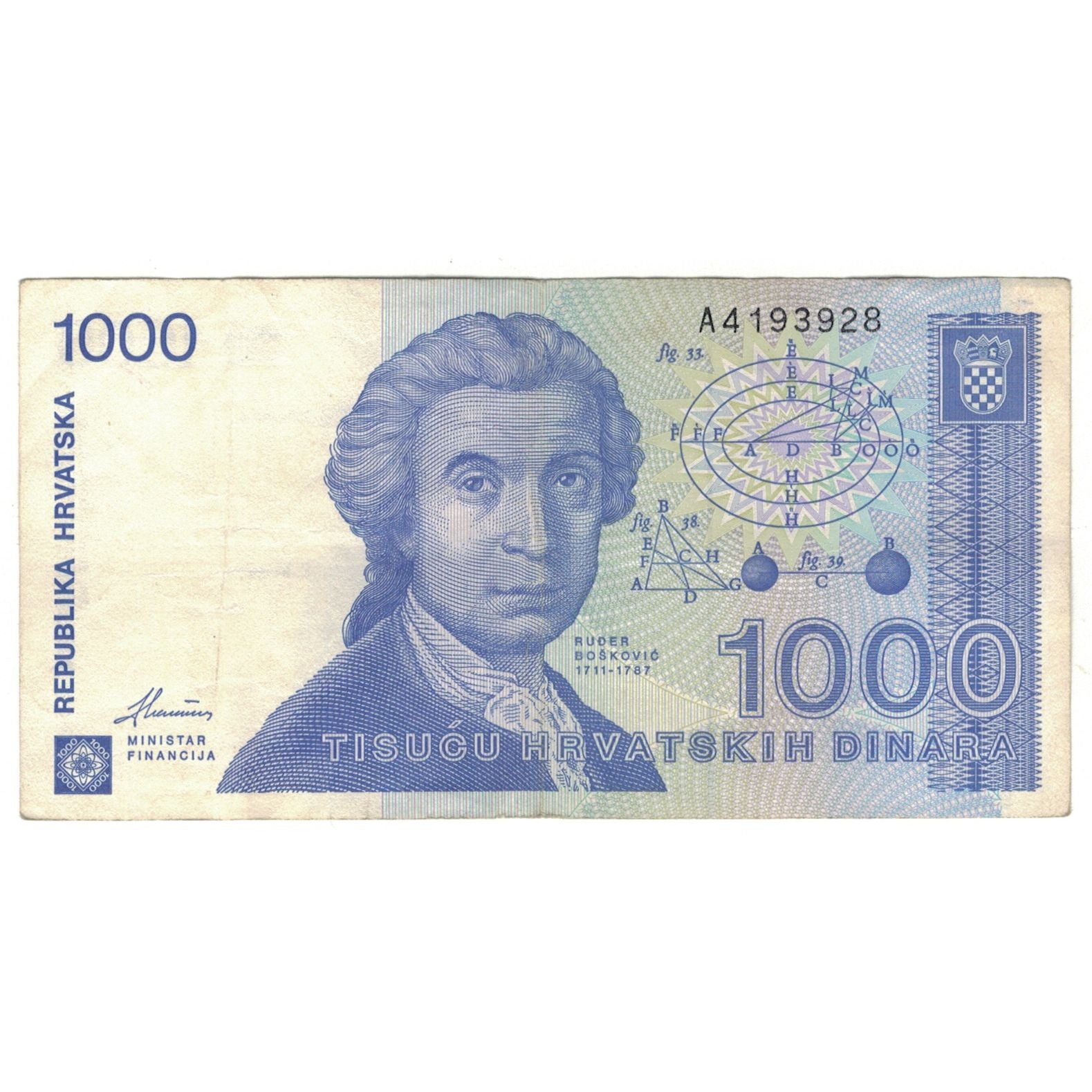 Banknote, Croatia, 1000 Dinara, 1991, KM:22a, EF(40-45)