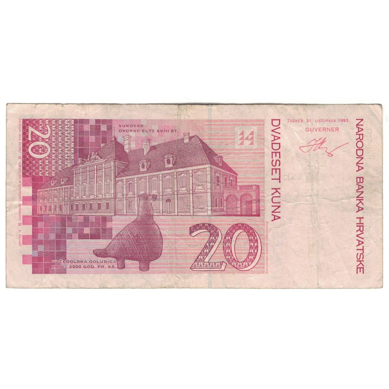 Banknote, Croatia, 20 Kuna, 1993, 1993-10-31, KM:39, VF(20-25)