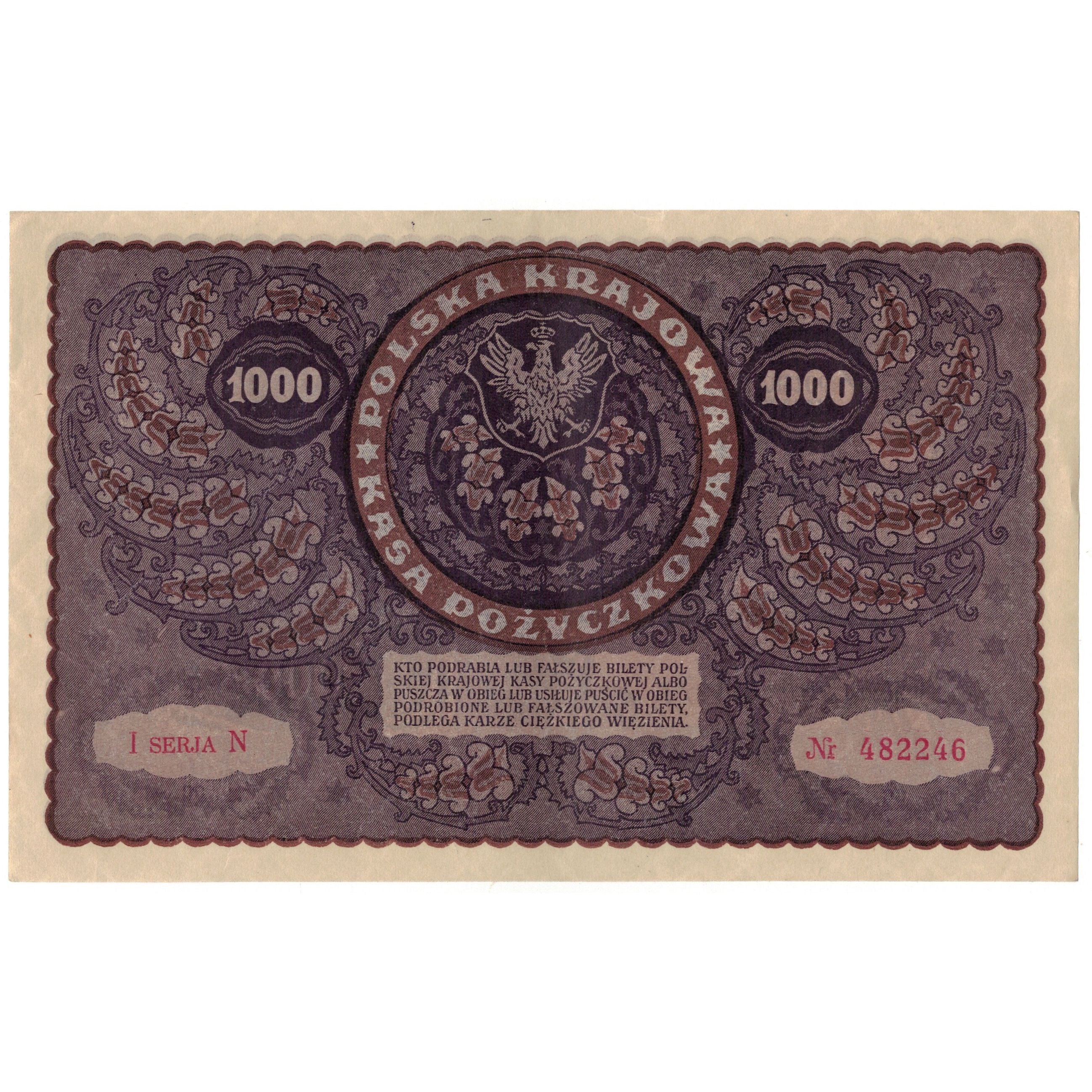 Banknote, Poland, 1000 Marek, 1919, 1919-08-23, KM:29, UNC(63)