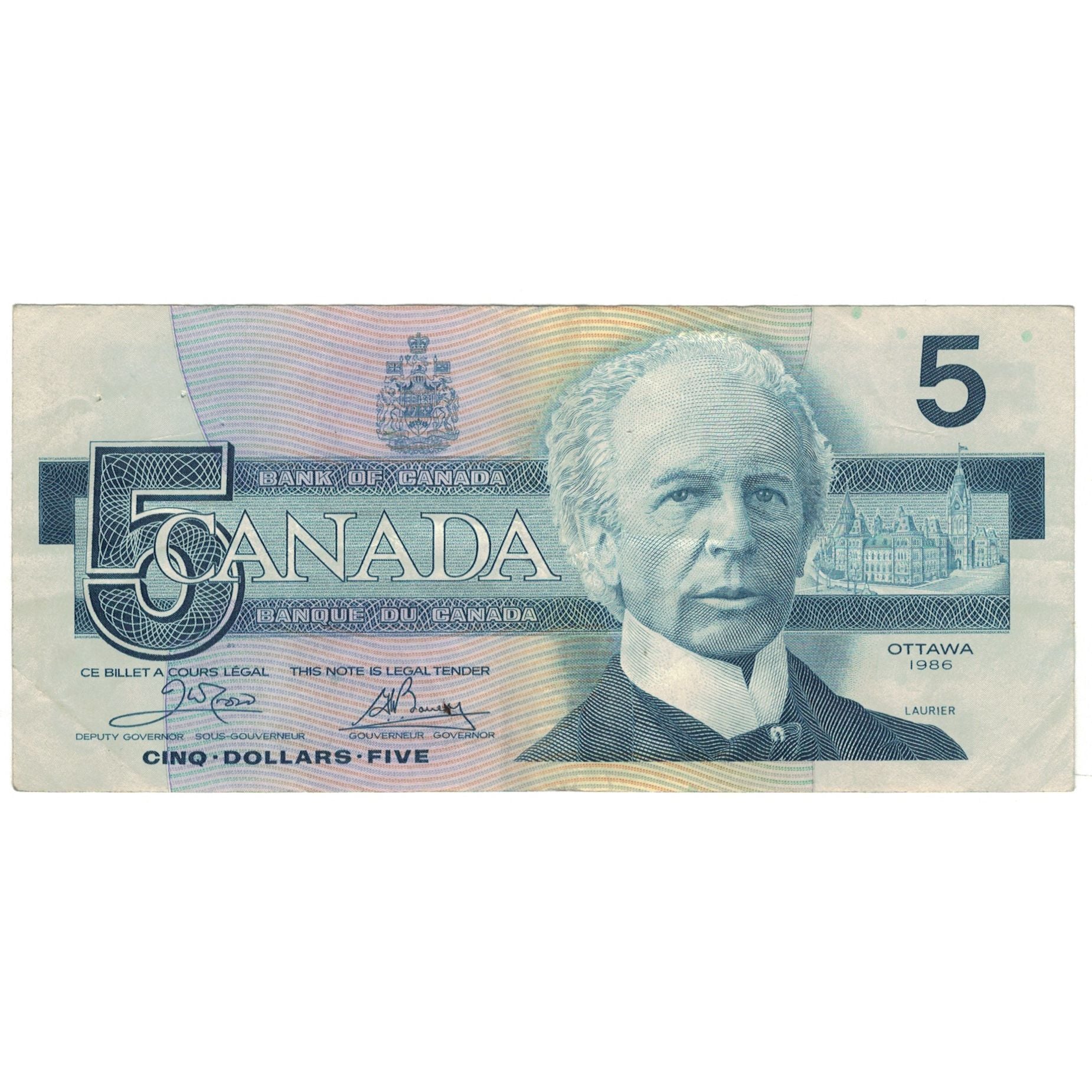 Nota, Canadá, 5 Dollars, 1986, KM:95a2, UNC(63)