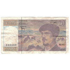 France, 20 Francs, Debussy, 1997, W.061, VF(20-25), Fayette:66 ter.2, KM:151i
