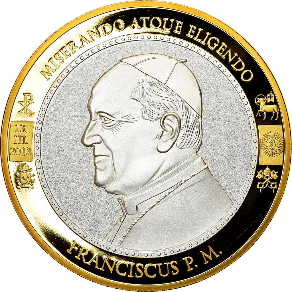 Vatican, Medal, Le Pape François, 2013, MS(65-70), Copper Gilt
