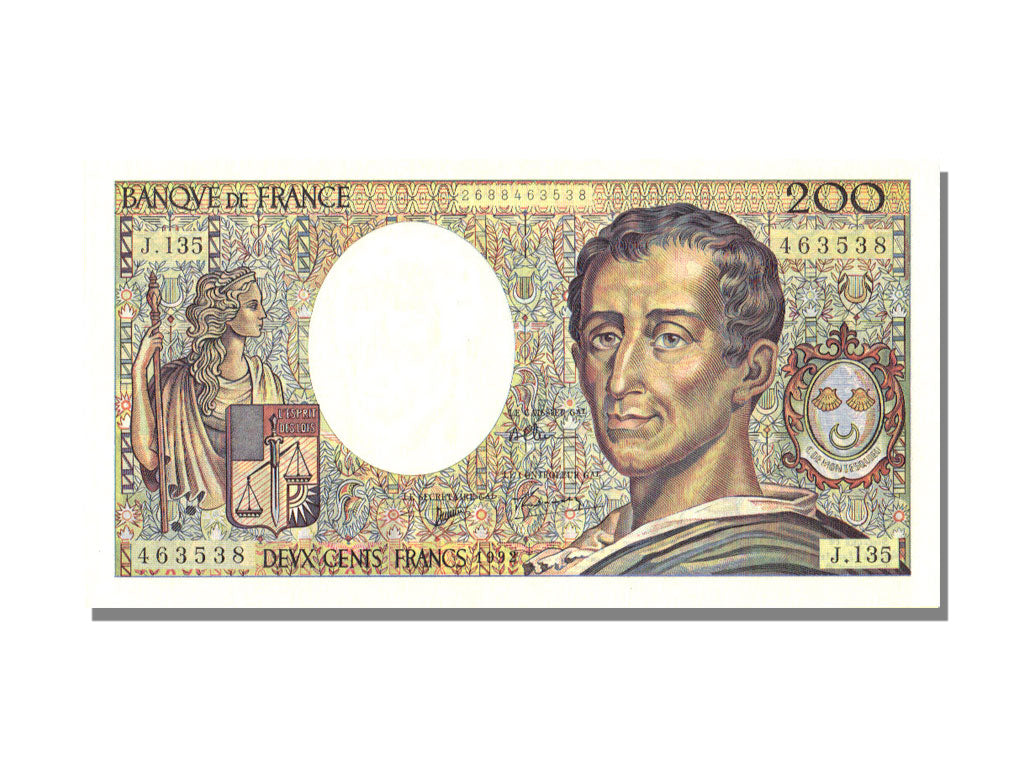 Banknote, France, 200 Francs, 200 F 1981-1994 ''Montesquieu'', 1992, Undated