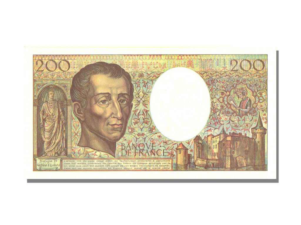Banknote, France, 200 Francs, 200 F 1981-1994 ''Montesquieu'', 1992, Undated