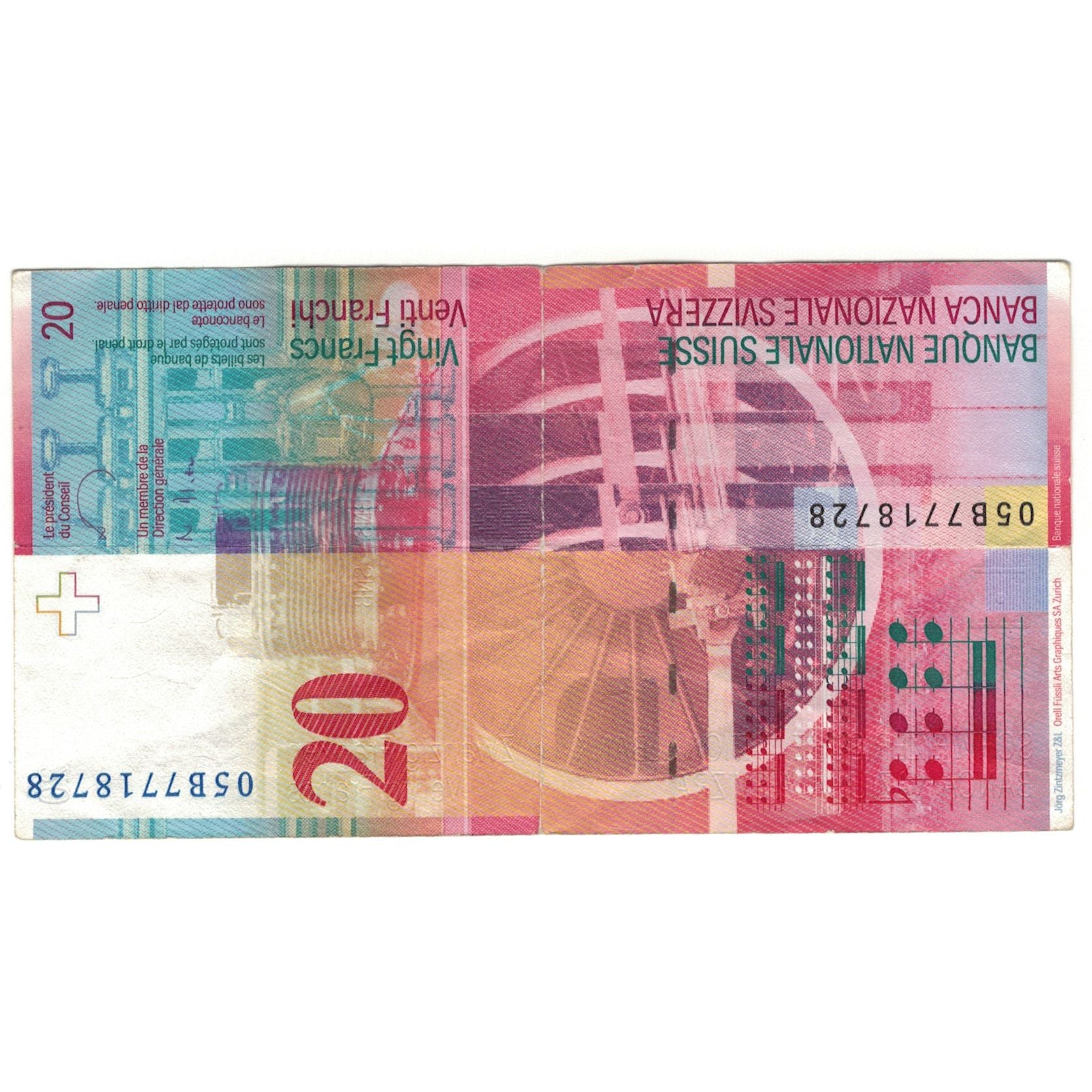 Biljet, Zwitserland, 20 Franken, TTB