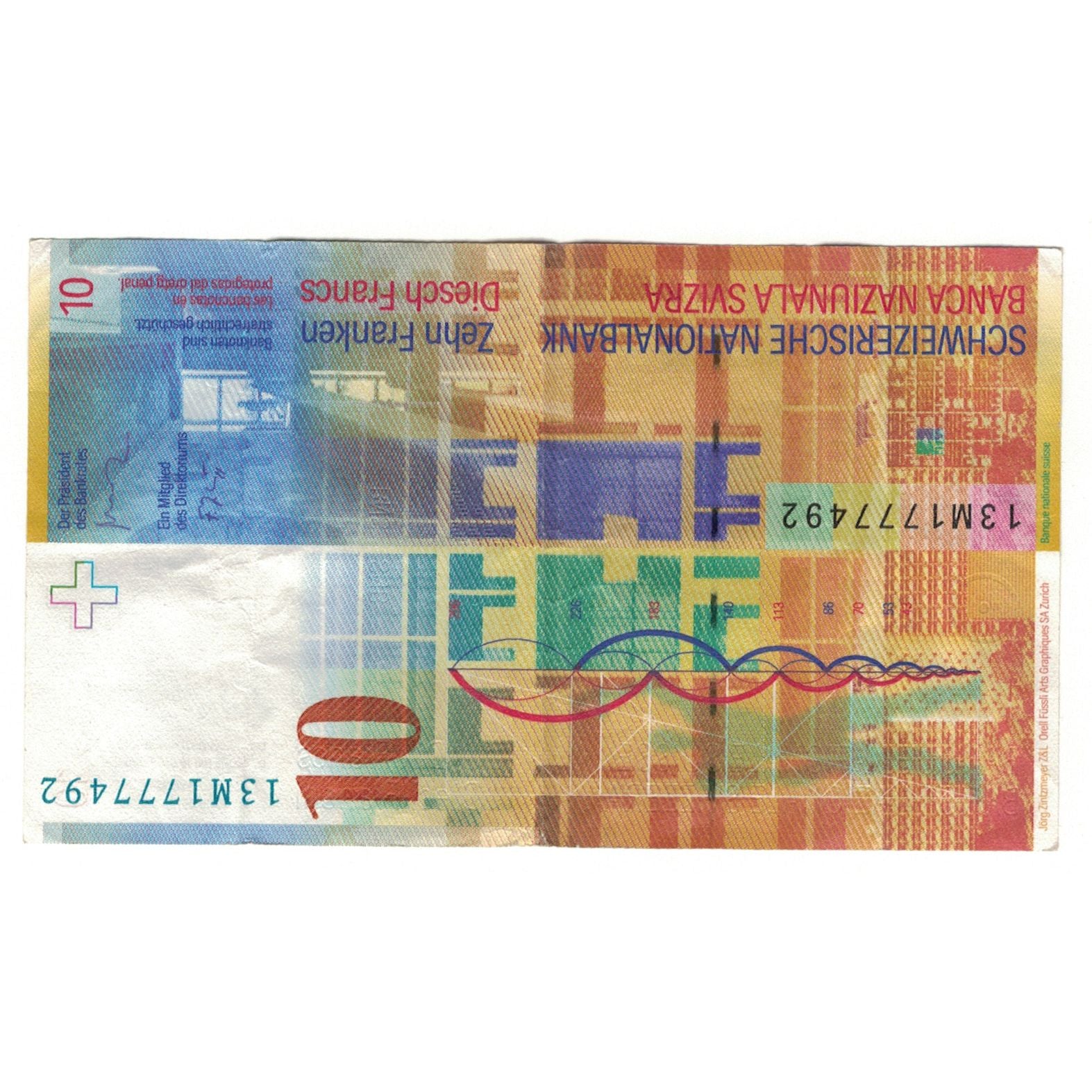 Banknote, Switzerland, 10 Franken, 1994-1998, 2000, KM:67a, VF(20-25)