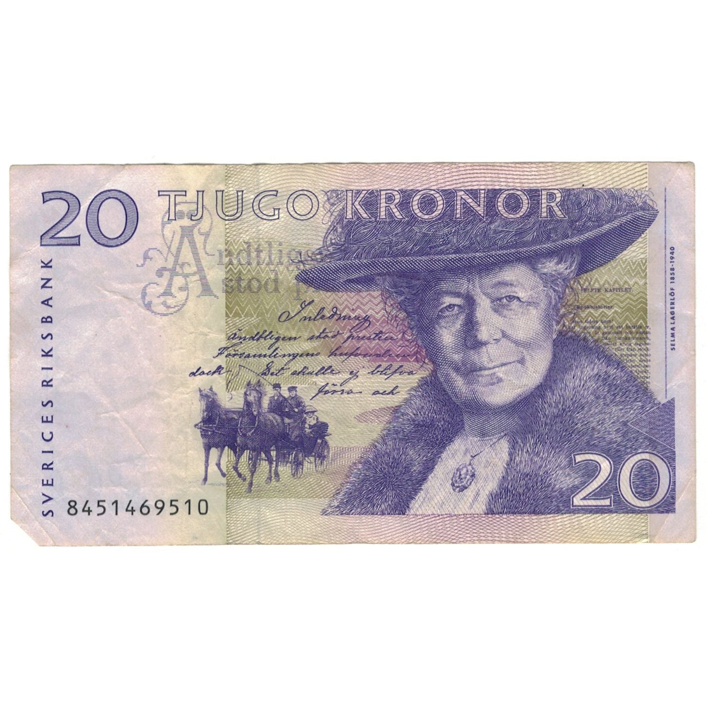 Banknote, Sweden, 20 Kronor, 1992, 1992, KM:63c, VG(8-10)