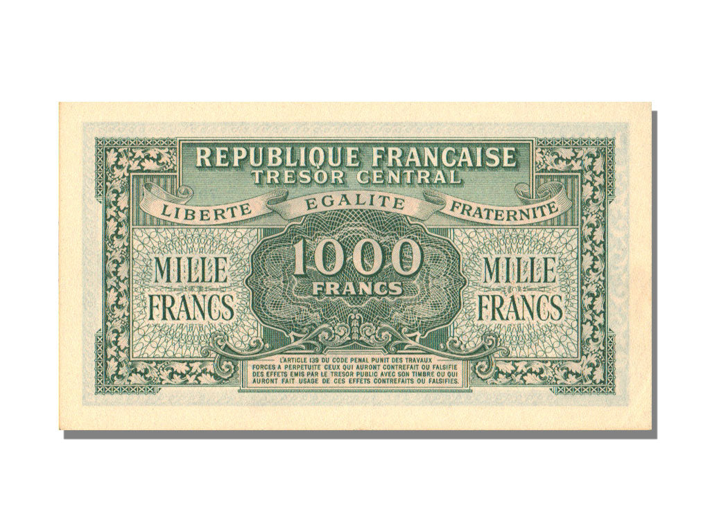 France, 1000 Francs, 1943-1945 Marianne, 1945, KM #107, UNC(65-70), 79E,...