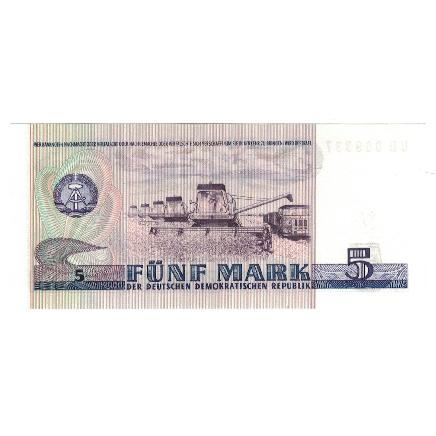 Banknote, Germany - Democratic Republic, 5 Mark, 1975, KM:27A, UNC(65-70)