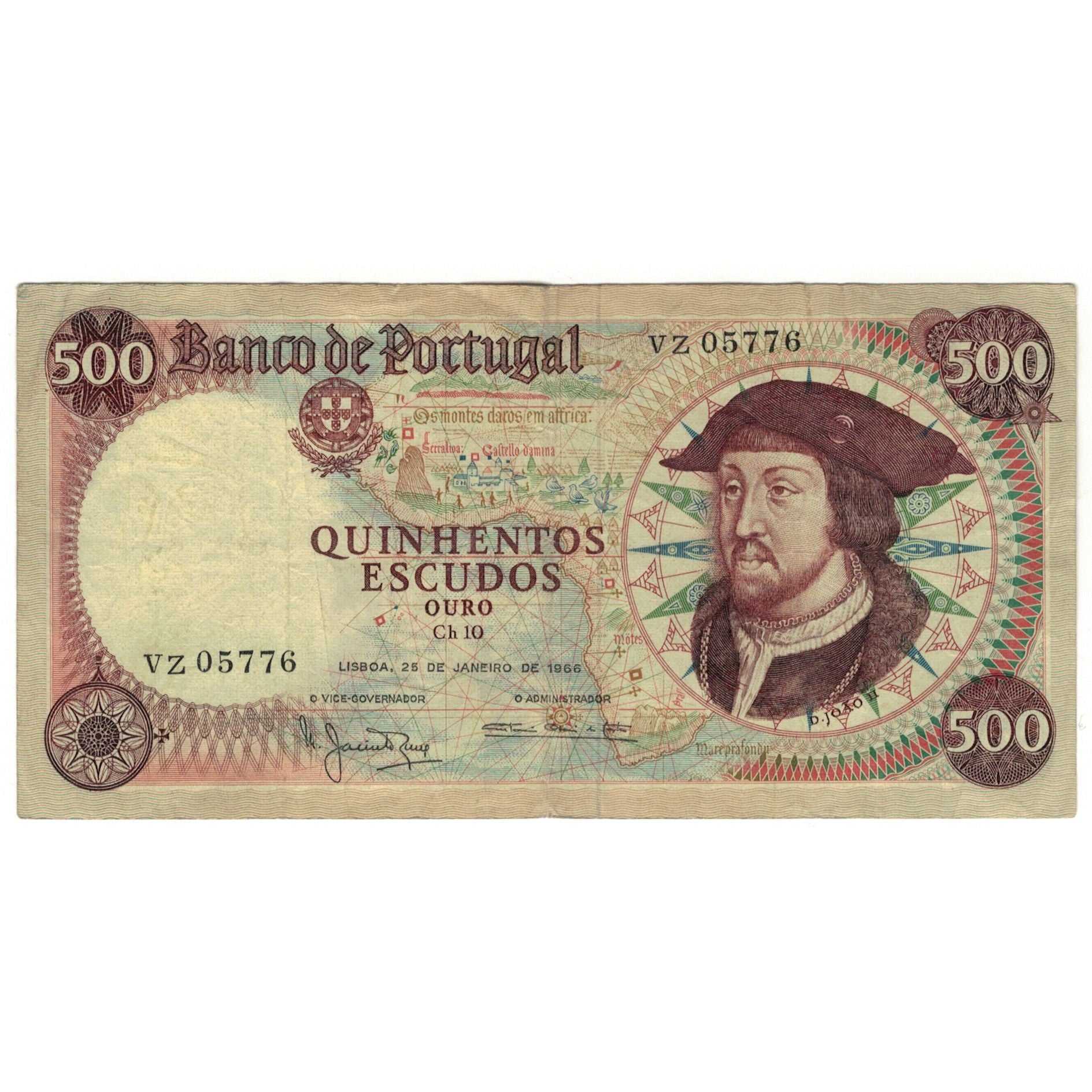 Geldschein, Portugal, 500 Escudos, 1966-01-25, KM:170a, SS