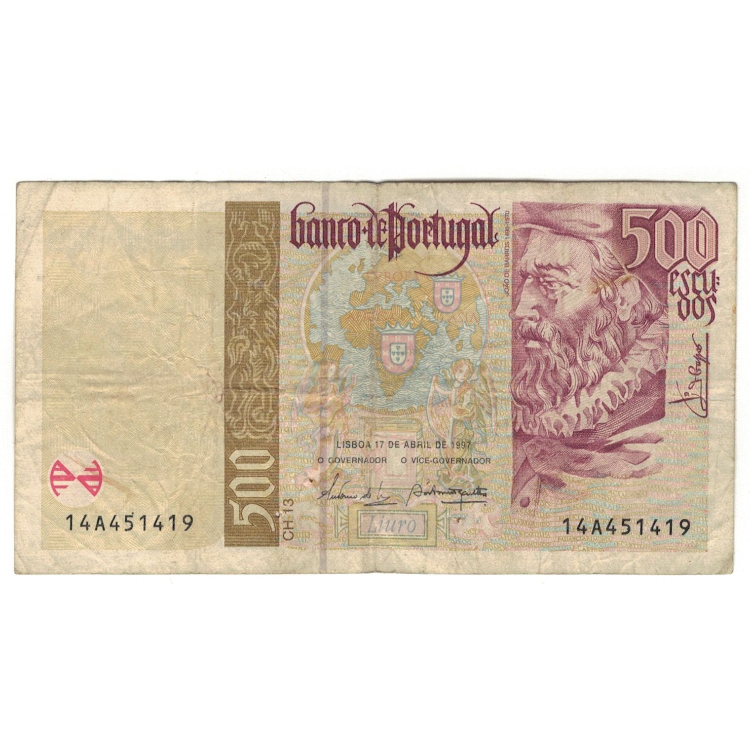 Banknote, Portugal, 500 Escudos, 1997, 1997-04-17, KM:187a, VF(20-25)