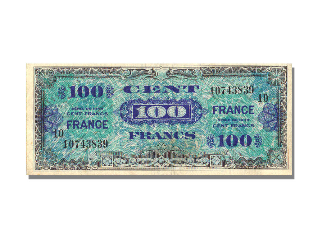 France, 100 Francs, 1945 Verso France, 1945, KM #123e, 1944-06-04, EF(40-45),...