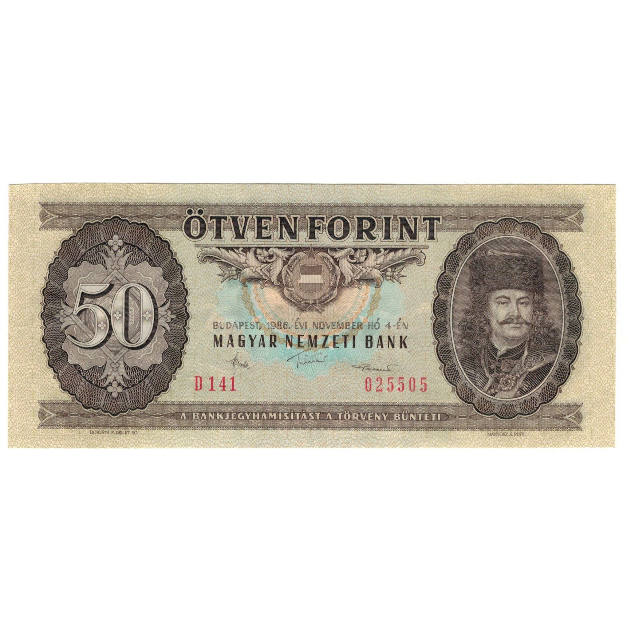 Banknote, Hungary, 50 Forint, 1986, 1986-11-04, KM:170g, AU(55-58)
