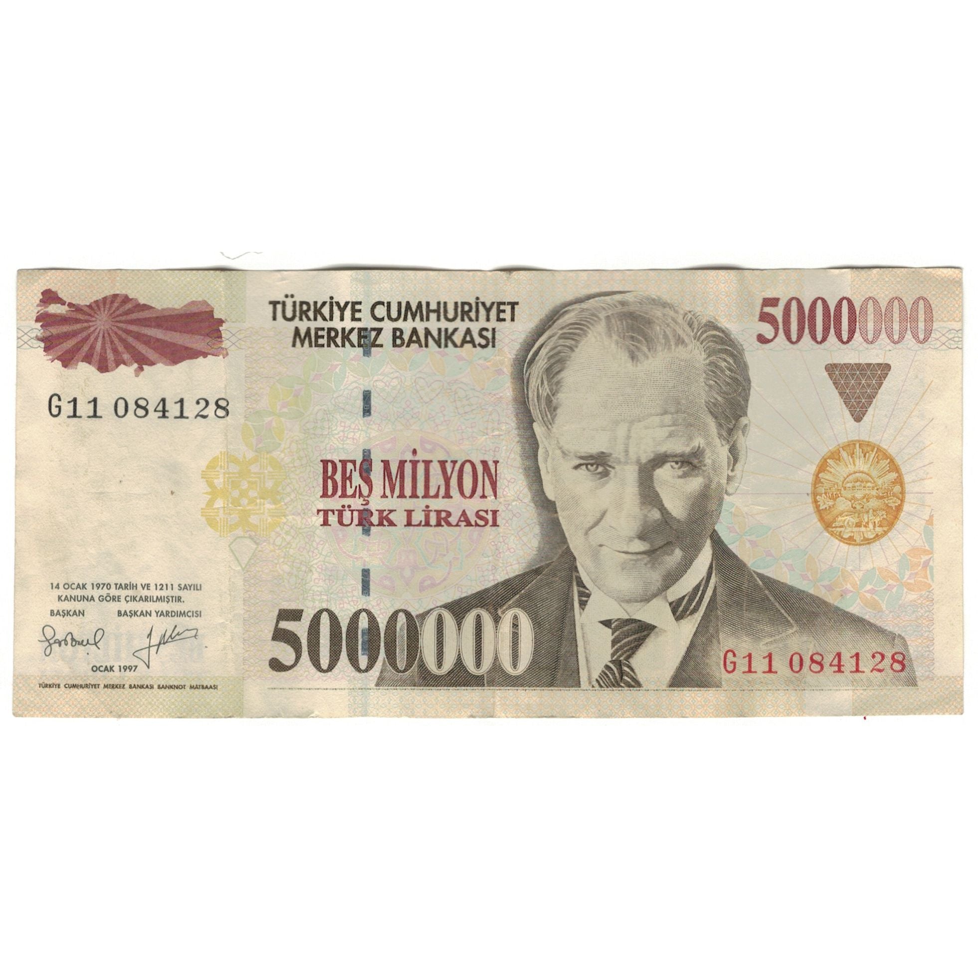 Banknote, Turkey, 5,000,000 Lira, L.1970, KM:210, VF(30-35)