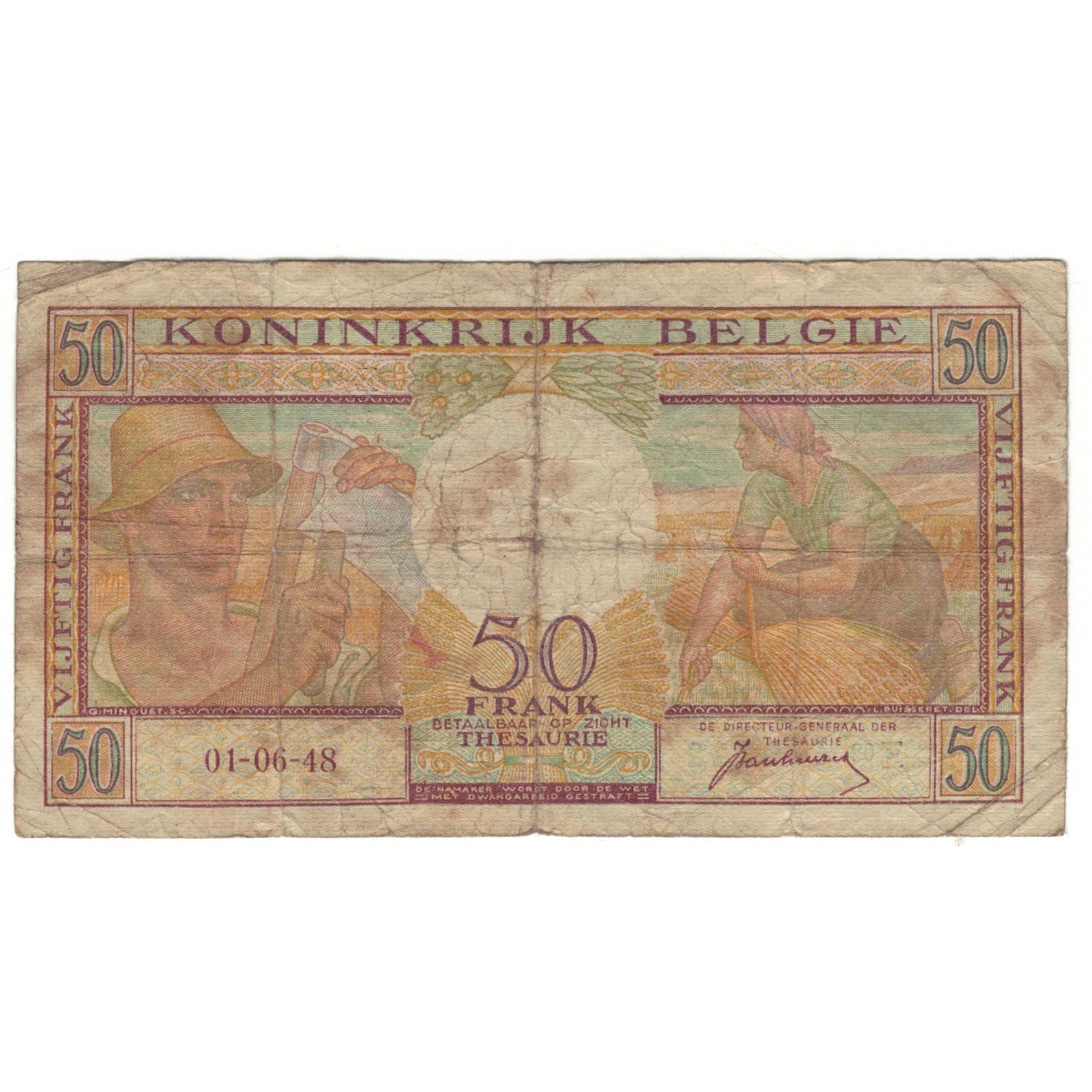 Banknote, Belgium, 50 Francs, 1956, 1948-06-01, KM:133b, VG(8-10)