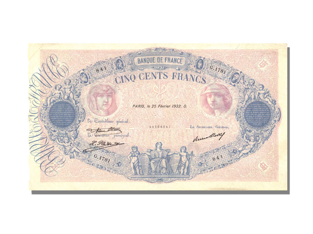 France, 500 Francs, 500 F 1888-1940 ''Bleu et Rose'', 1932, KM #66l,...