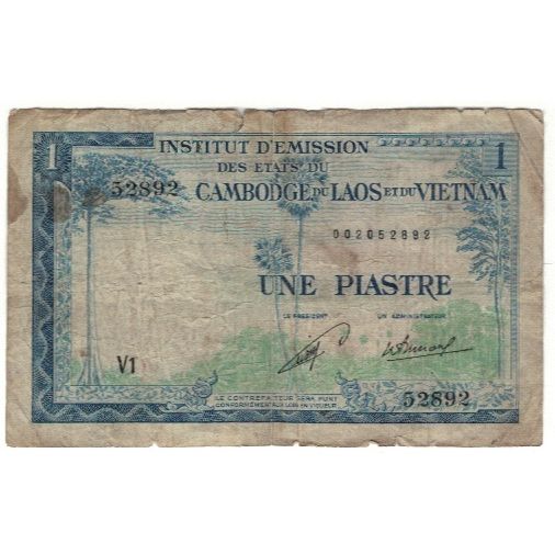Banconote, INDOCINA FRANCESE, 1 Piastre = 1 Dong, KM:105, B