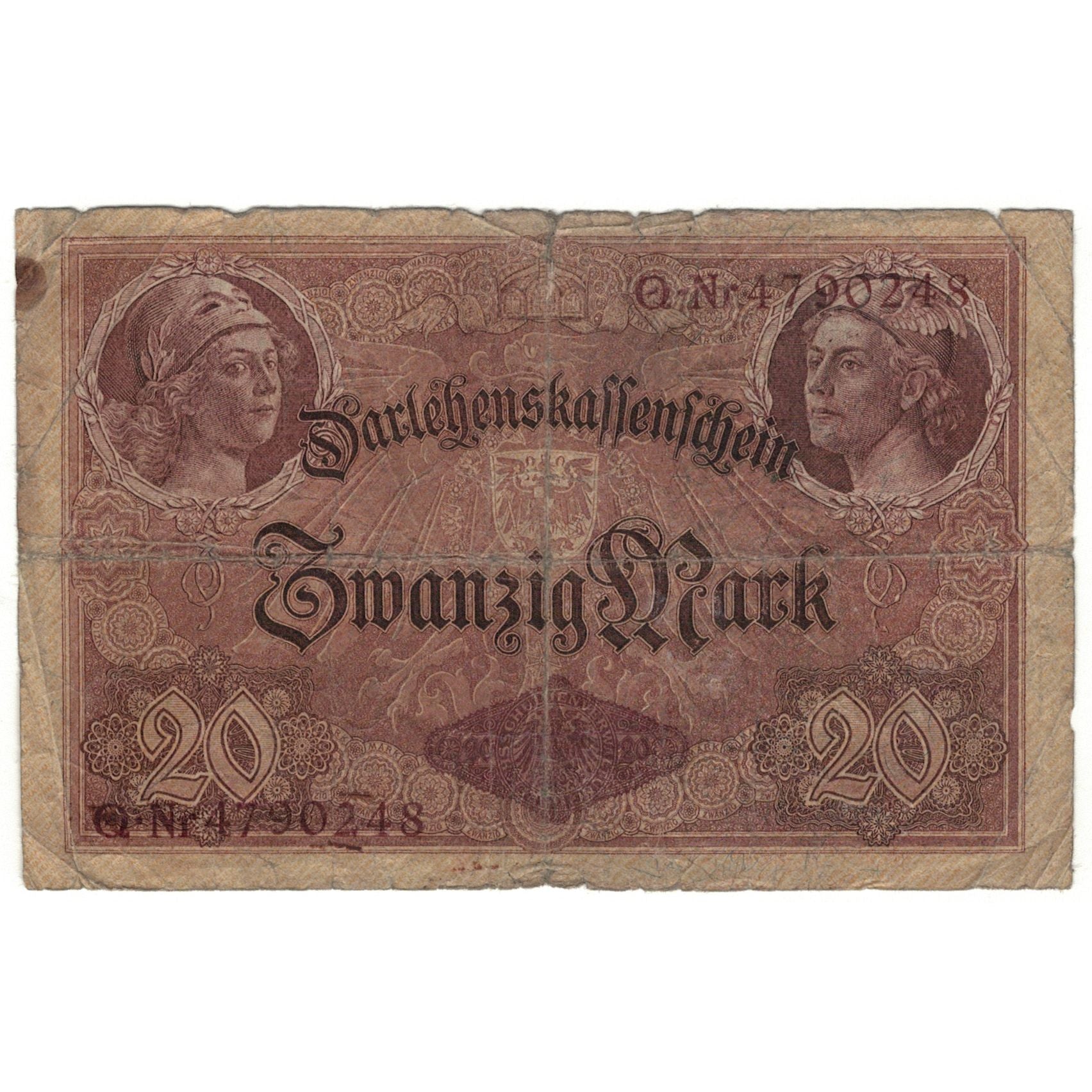 Banknote, Germany, 20 Mark, 1914, 1914-08-05, KM:48b, AG(1-3)