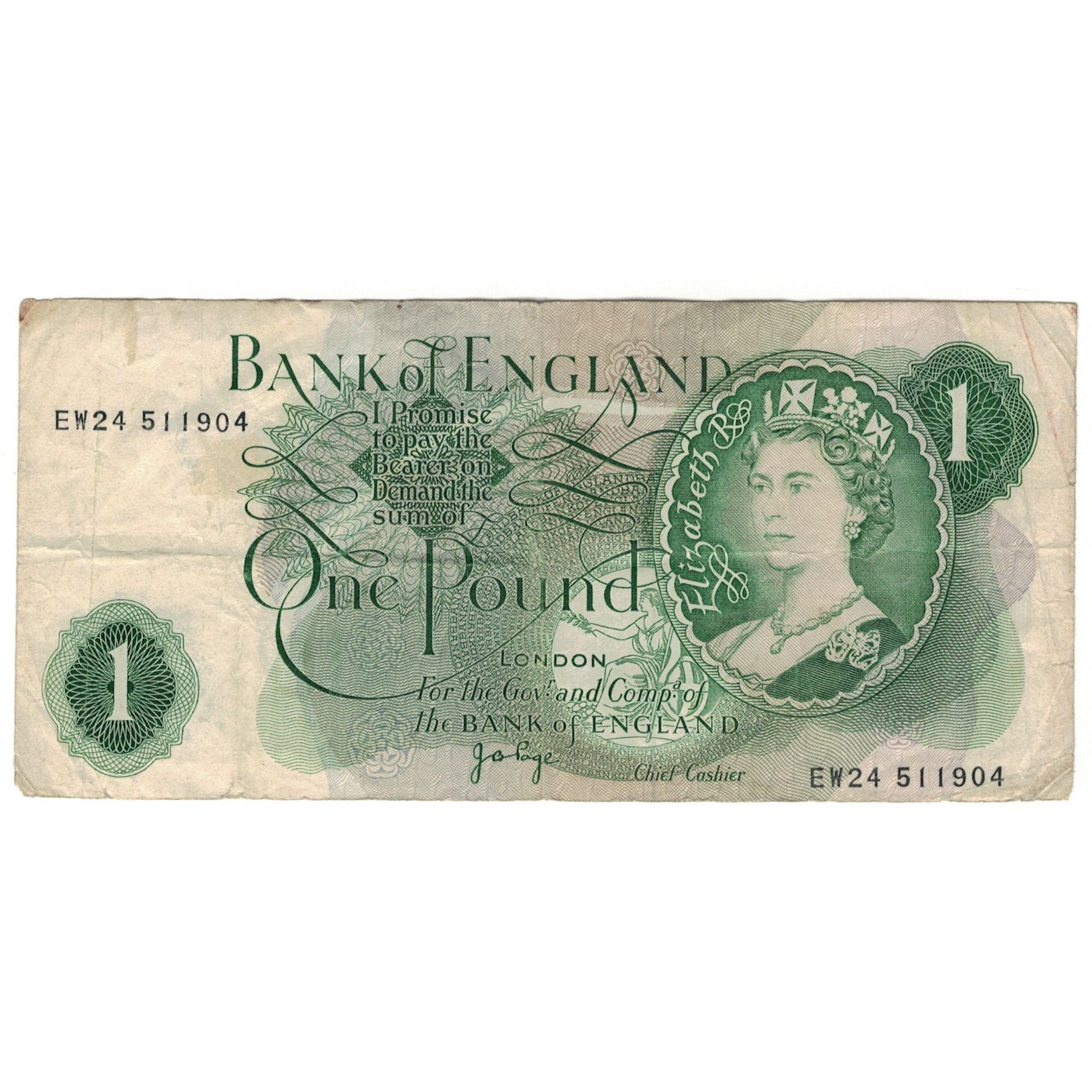 Banknote, Great Britain, 1 Pound, KM:374g, VF(20-25)