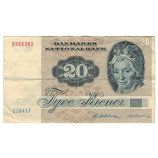 Nota, Dinamarca, 20 Kroner, 1972, KM:49b, VF(20-25)