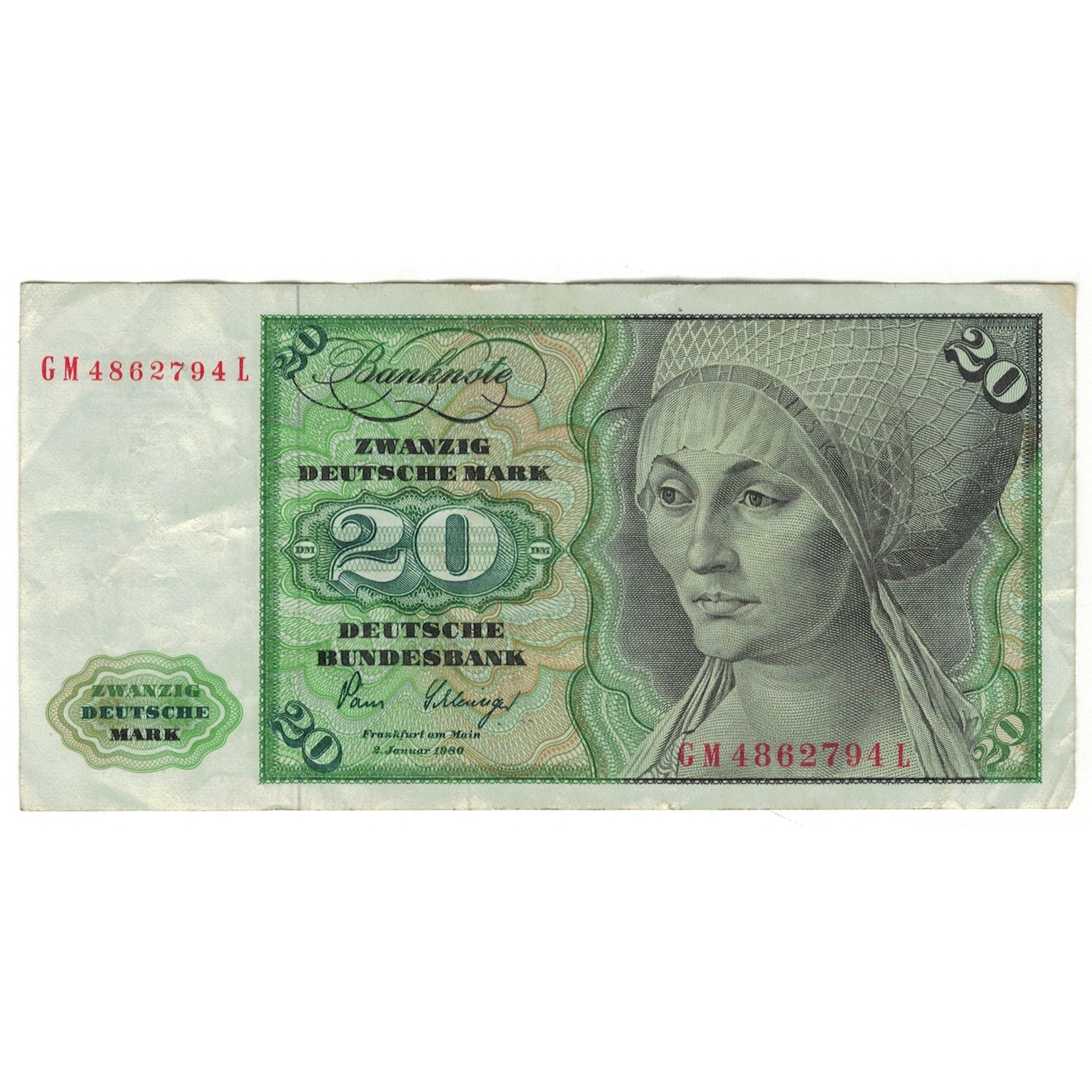 Banknote, GERMANY - FEDERAL REPUBLIC, 20 Deutsche Mark, 1980, 1980-01-02