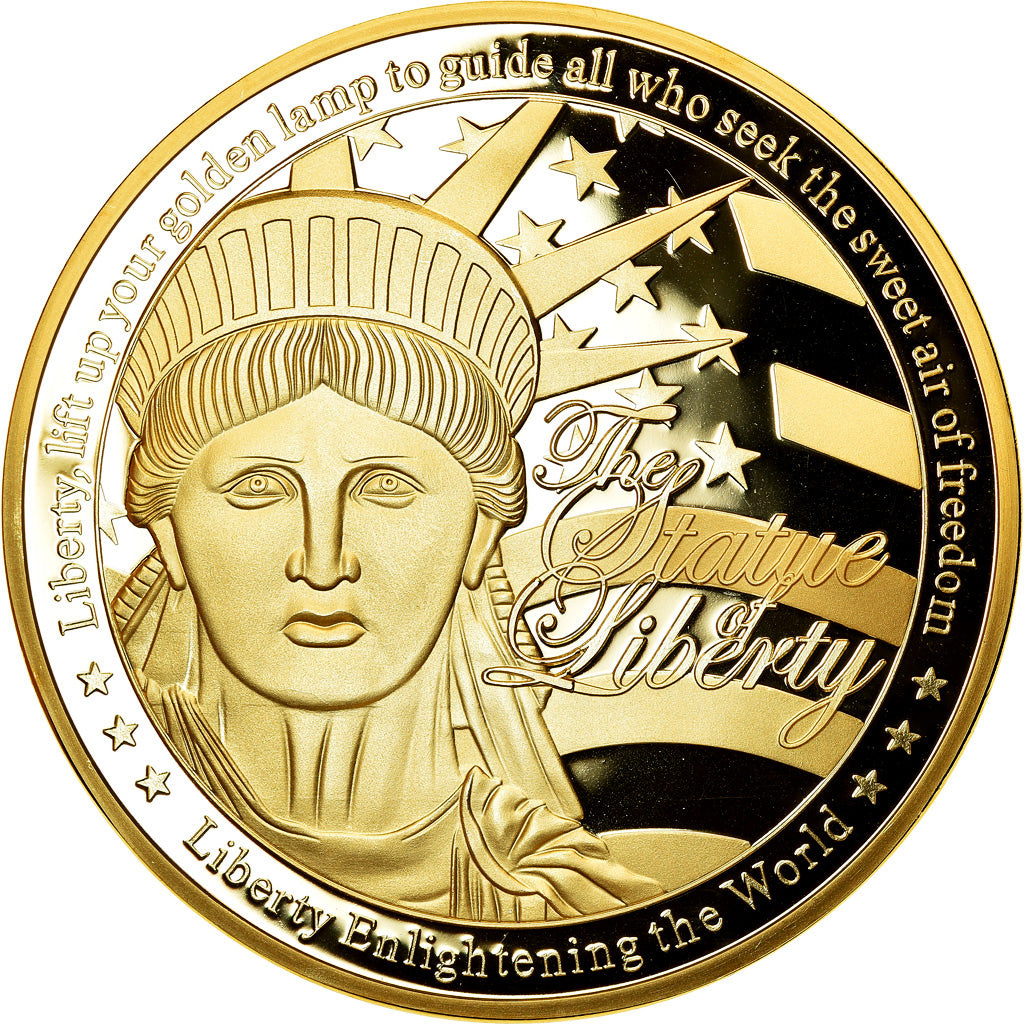 Stati Uniti d'America, medaglia, The Statue of Liberty, FDC, Rame dorato