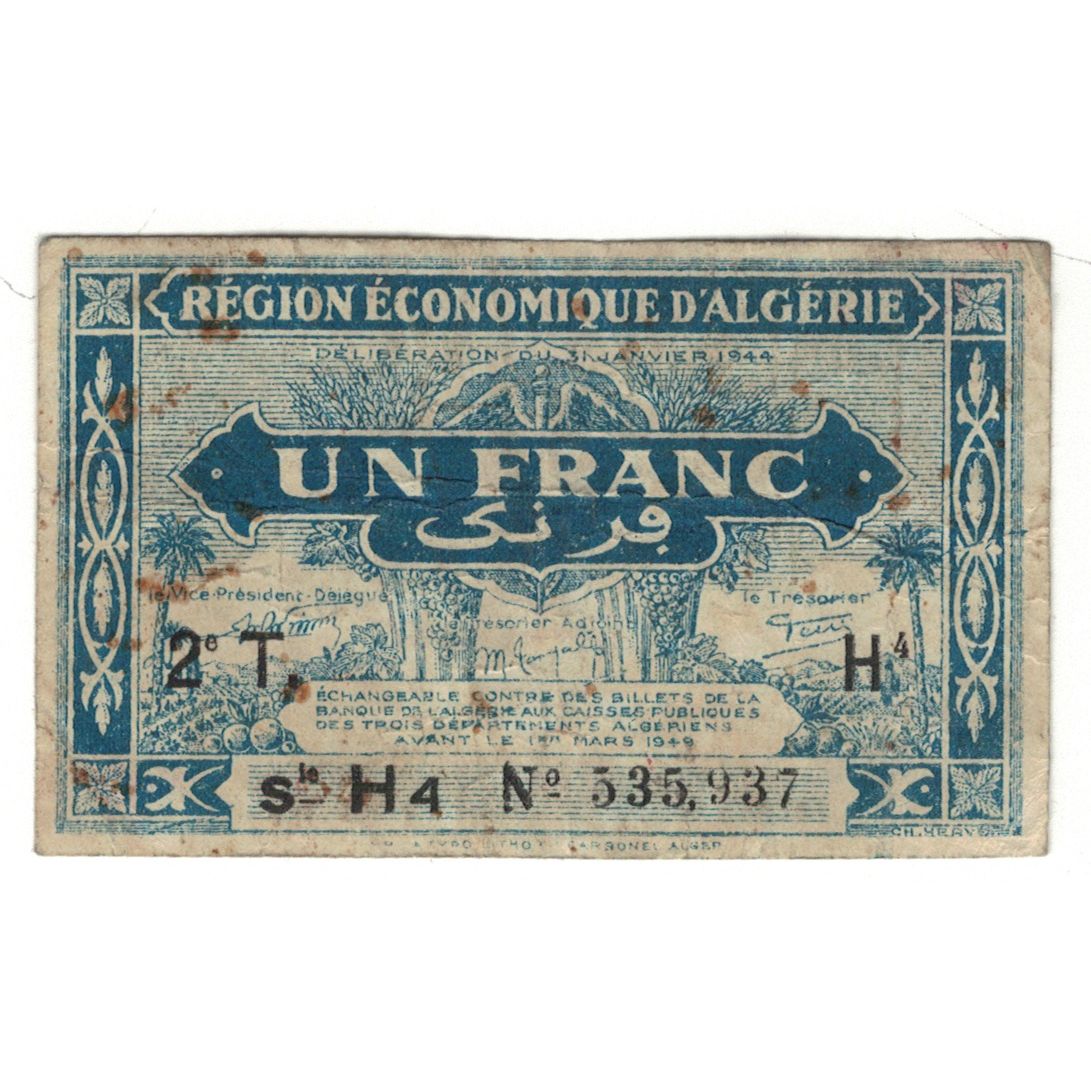 Banknote, Algeria, 1 Franc, 1944, KM:101, VG(8-10)