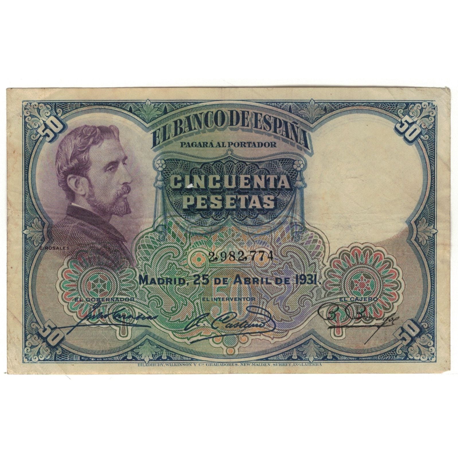 Banknote, Spain, 50 Pesetas, 1931, 1931-04-25, KM:82, VF(20-25)