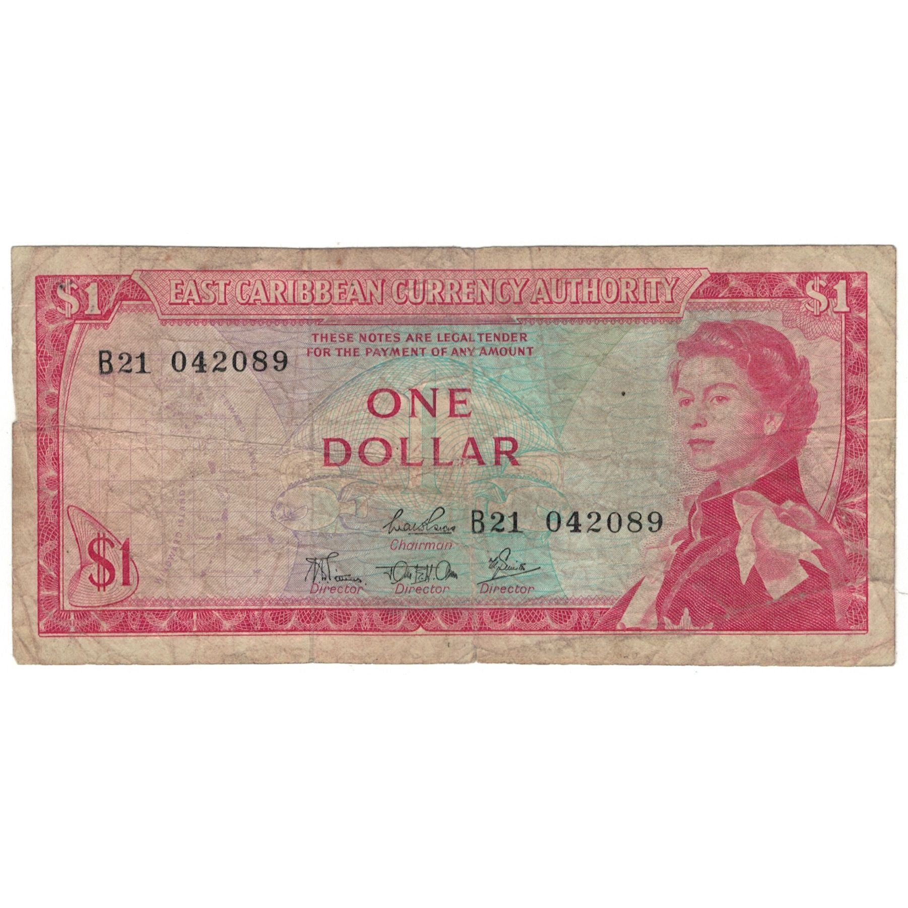 Banknote, East Caribbean States, 1 Dollar, KM:13c, VG(8-10)