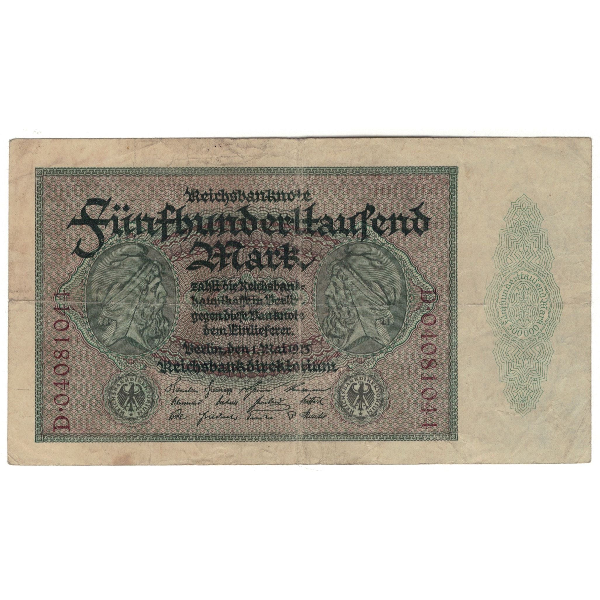 Banknot, Niemcy, 500,000 Mark, 1923, 1923-05-01, KM:88a, VF(20-25)