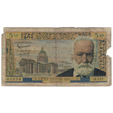 France, 5 Nouveaux Francs, Victor Hugo, 1965, O.137, AG(1-3), Fayette:56.17