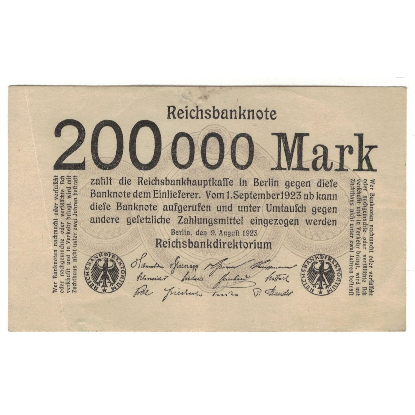 Banknote, Germany, 200,000 Mark, 1923, 1923-08-09, KM:100, EF(40-45)