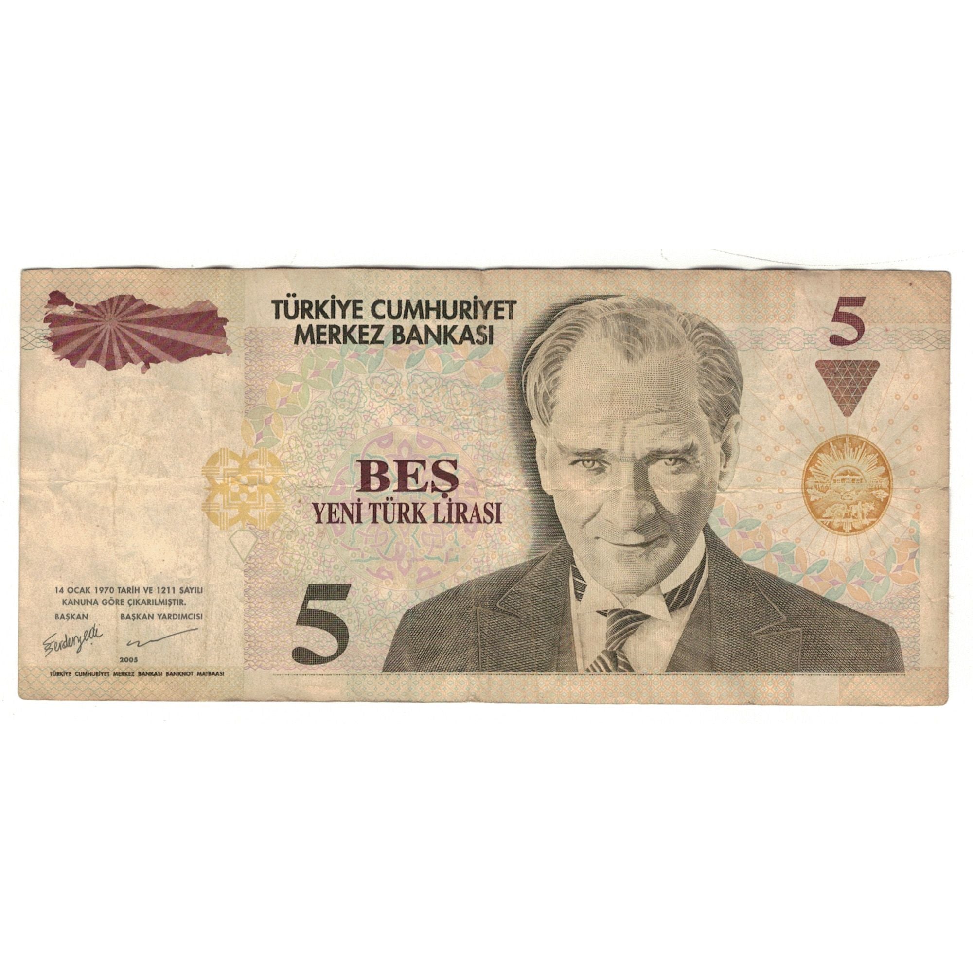 Billet, Turquie, 5 New Lira, 1970, 1970-10-14, KM:217, TB