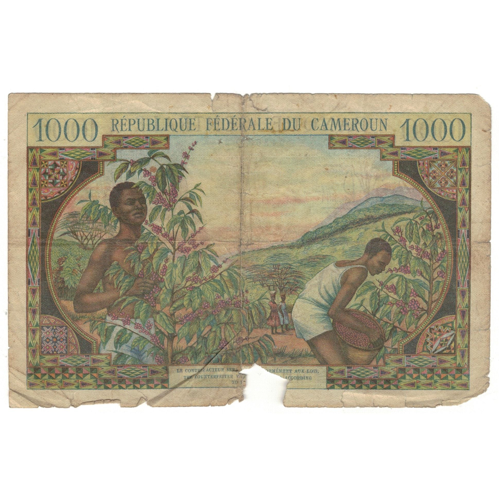 Banknote, Cameroon, 1000 Francs, 1962, KM:12a, AG(1-3)