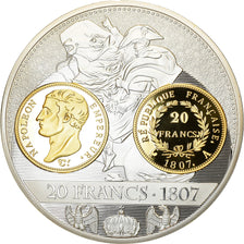 França, Medal, Histoire de la monnaie Française, 20 Francs 1807, MS(65-70)