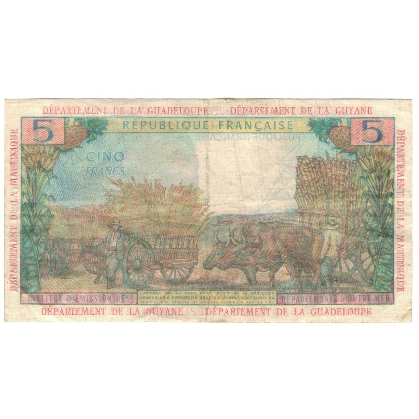 Antyle Francuskie, 5 Francs, 1964, J.1, VF(20-25), KM:7b