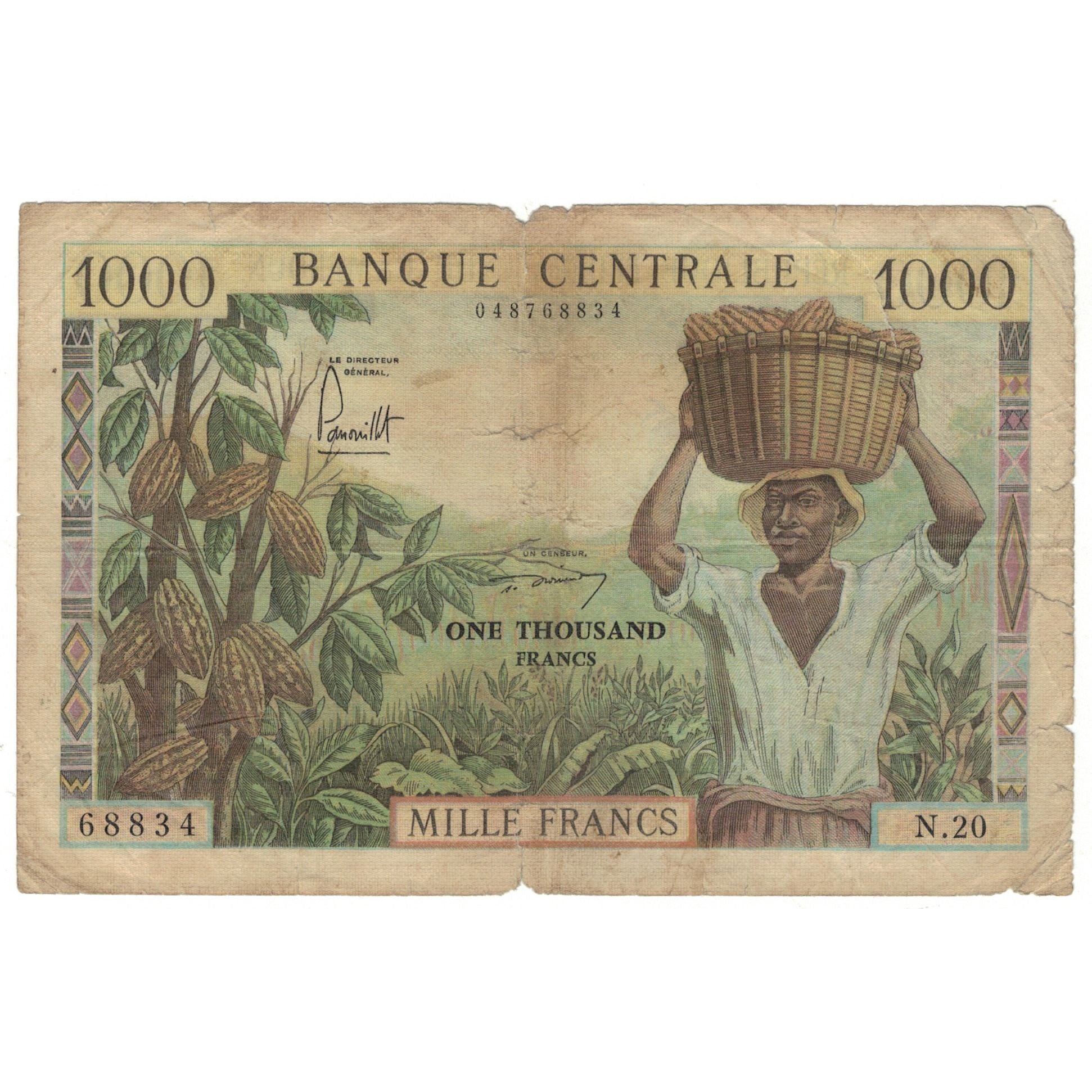 Banknote, Cameroon, 1000 Francs, 1962, KM:12a, VG(8-10)