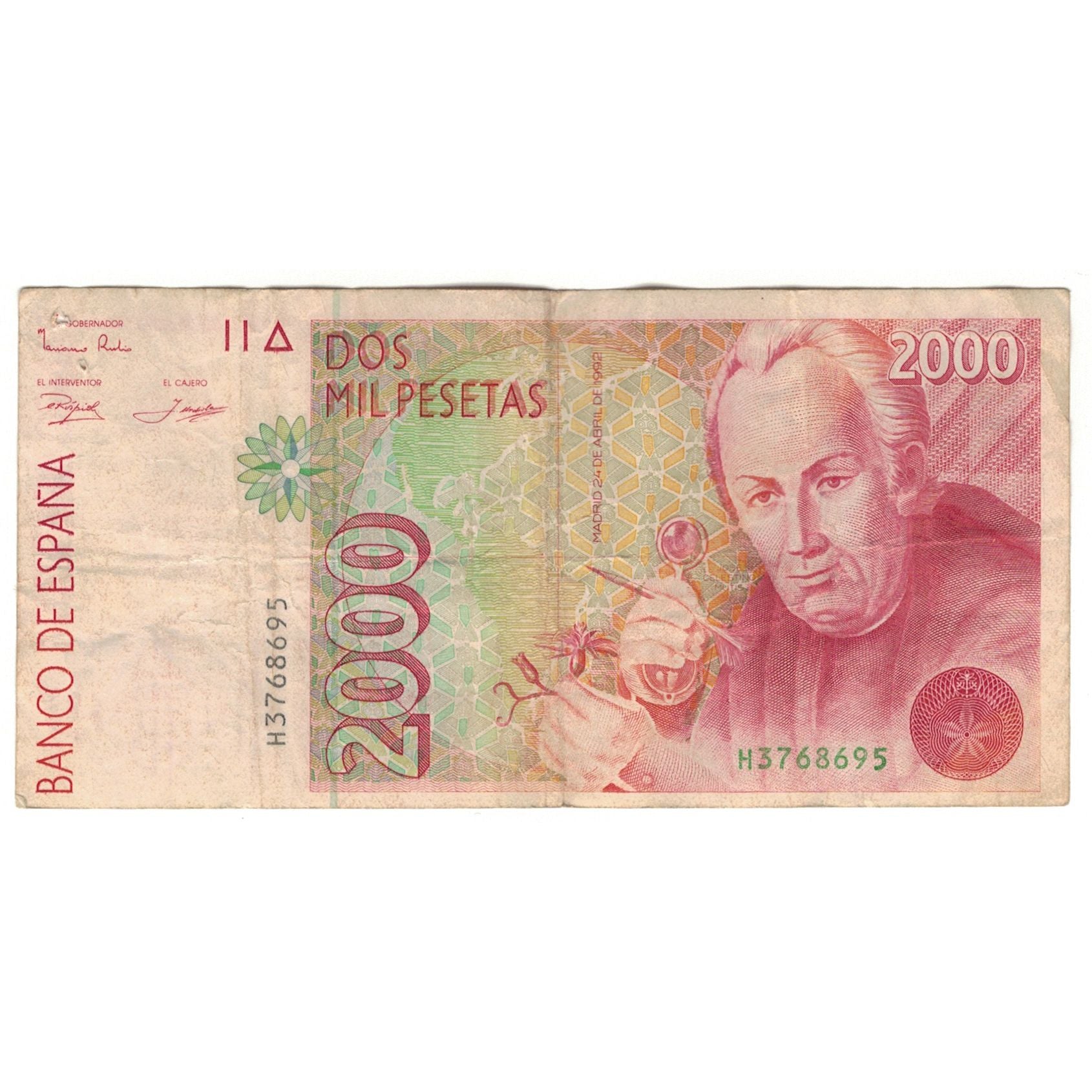 Banknote, Spain, 2000 Pesetas, 1992, 1992-04-24, KM:162, VF(20-25)