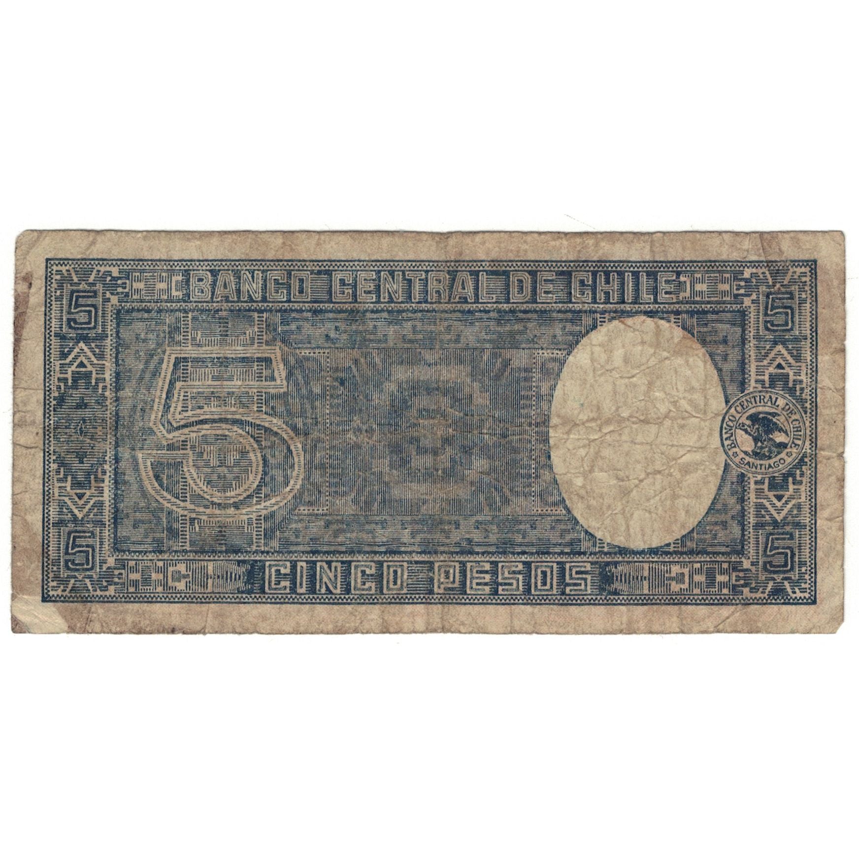 Banknote, Chile, 5 Pesos = 1/2 Condor, KM:119, AG(1-3)