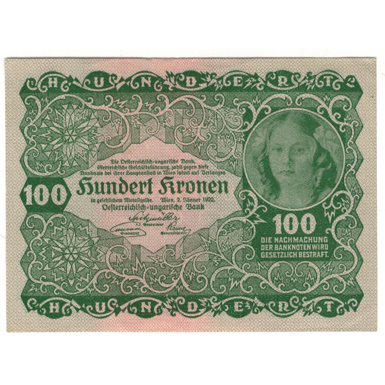Banknote, Austria, 100 Kronen, 1922, KM:77, UNC(63)