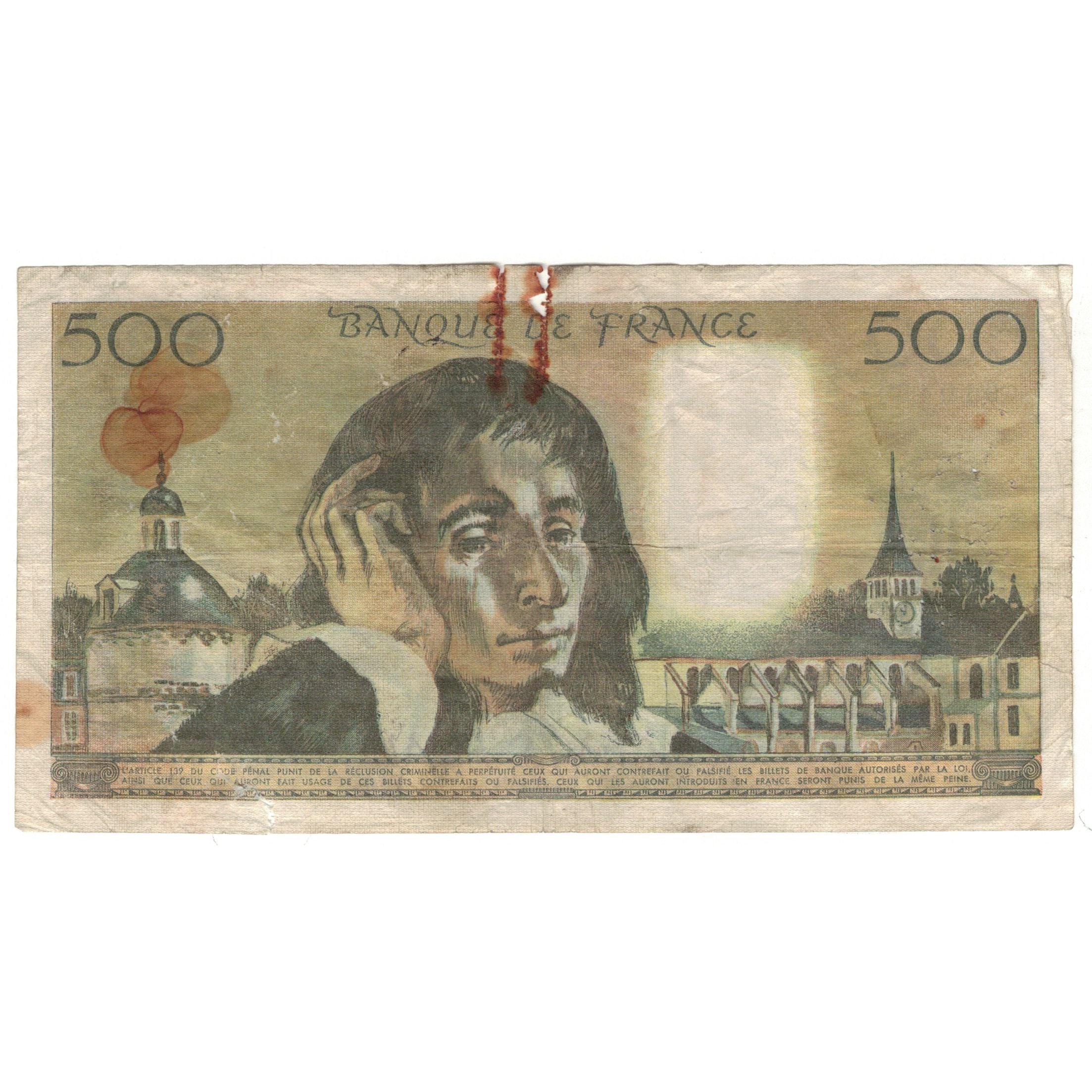 France, 500 Francs, Pascal, X.44, B, Fayette:71.12, KM:156c