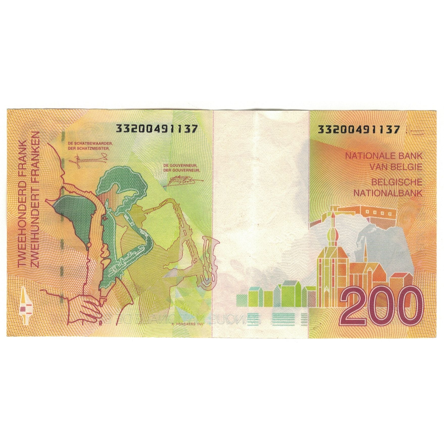 Banknote, Belgium, 200 Francs, 1995, KM:148, AU(55-58)
