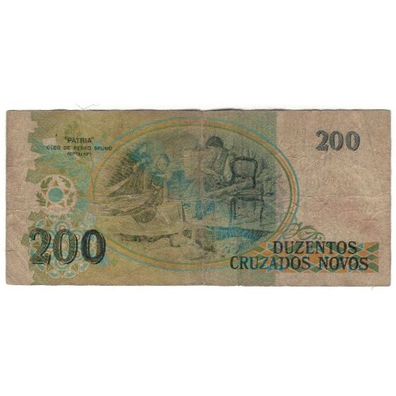 Banknote, Brazil, 200 Cruzados Novos, KM:221a, VG(8-10)