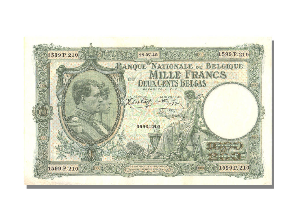 Belgium, 200 Belgas / 1000 Francs, 1942, 1942-07-18, UNC(60-62), 1599P210