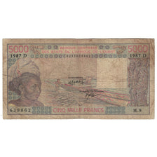 Banknote, West African States, 5000 Francs, 1983, KM:708Kh, AG(1-3)