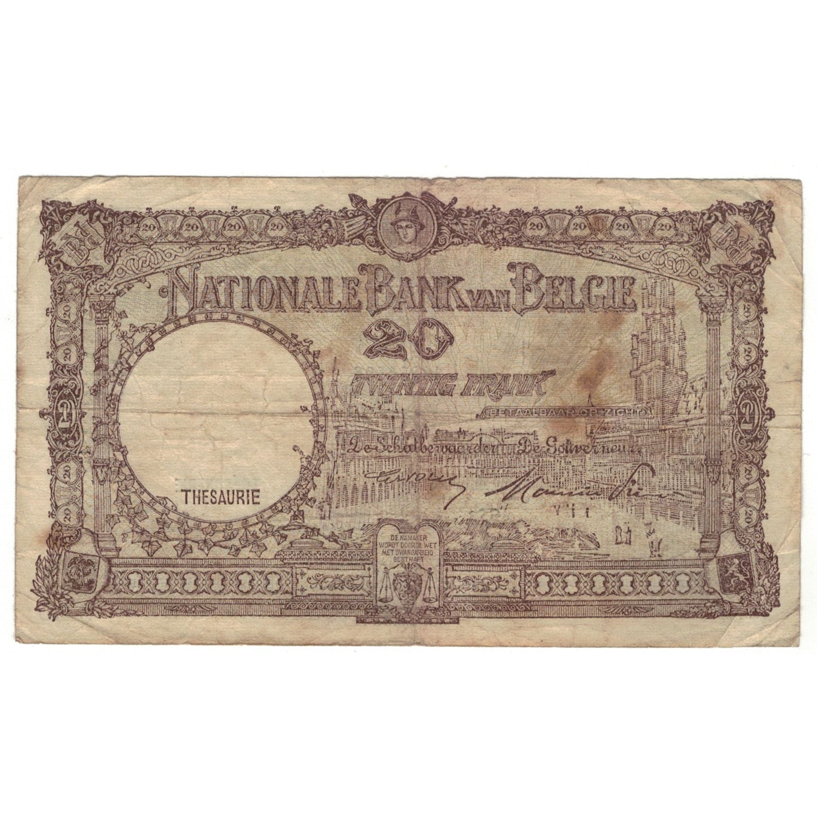 Banknote, Belgium, 20 Francs, 1947, 1947-05-28, KM:111, VG(8-10)