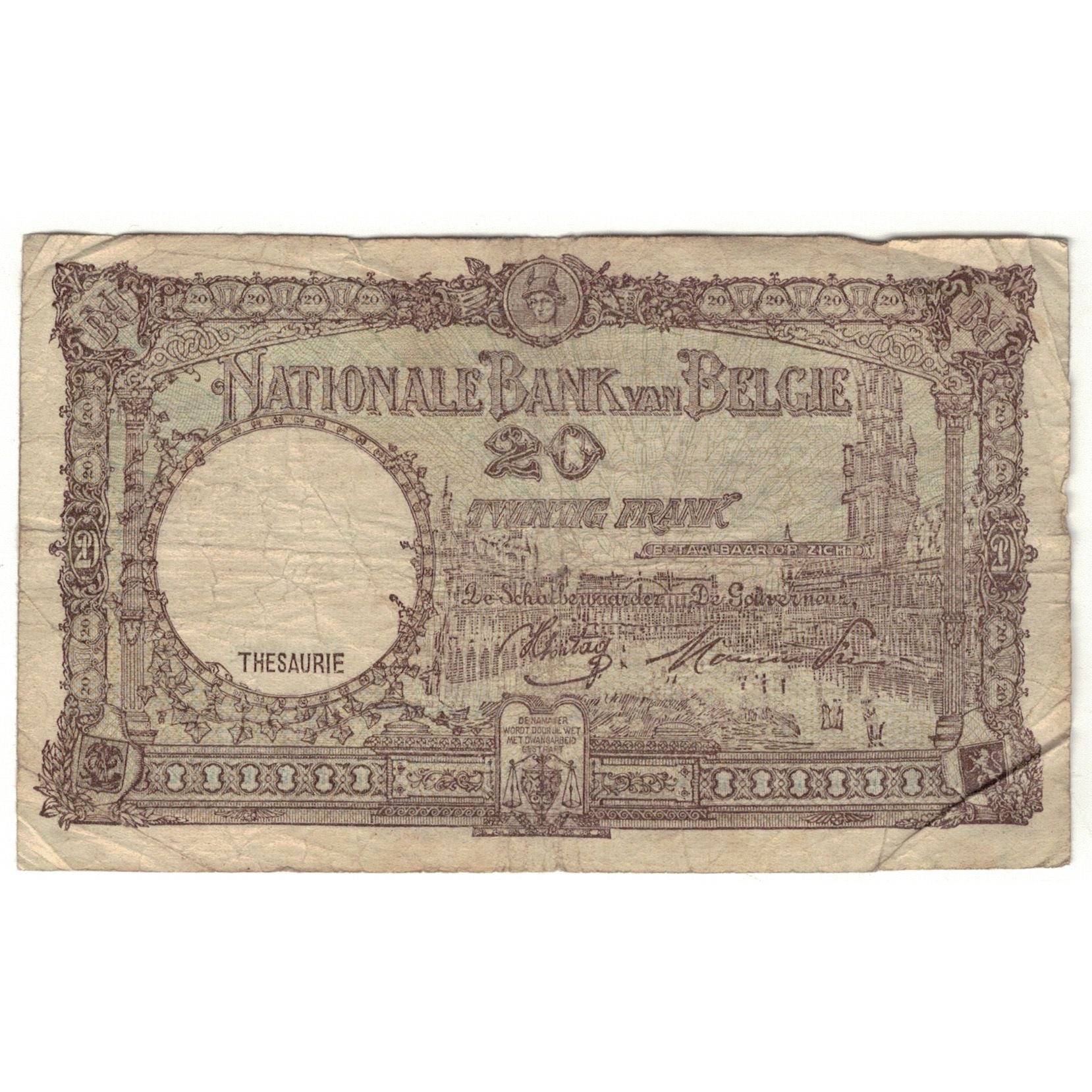 Banknote, Belgium, 20 Francs, 1945, 1945-04-30, KM:111, VG(8-10)