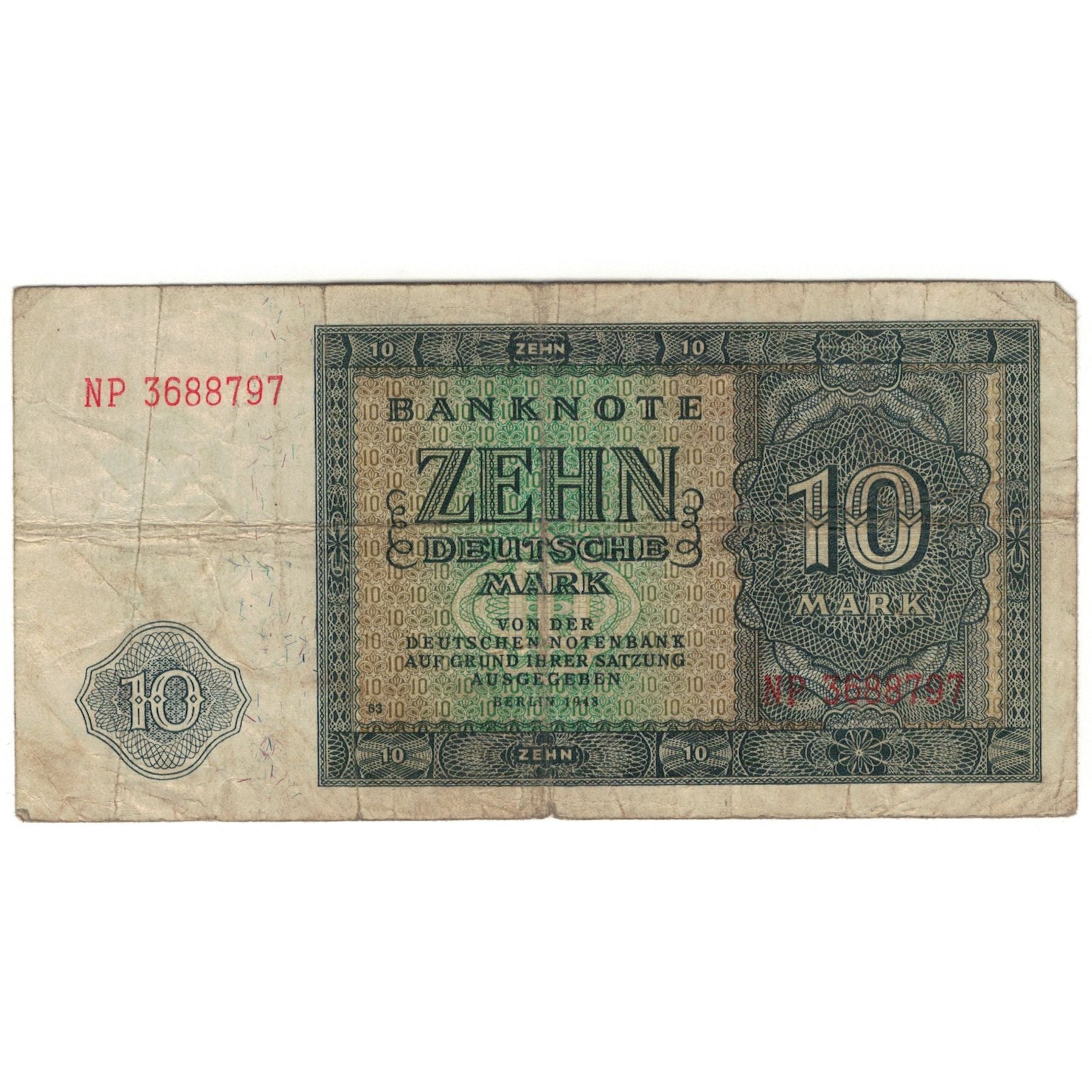Biljet, Duitse Democratische Republiek, 10 Deutsche Mark, 1948, KM:12a, B