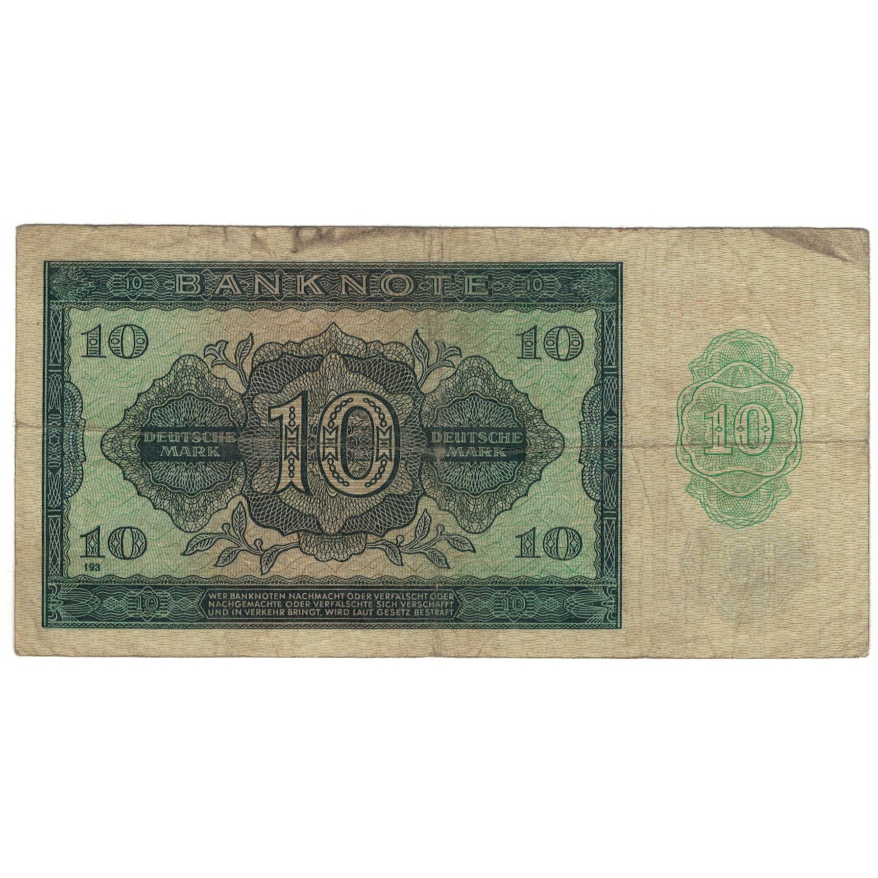 Geldschein, Deutsche Demokratische Republik, 10 Deutsche Mark, 1948, KM:12a, SGE